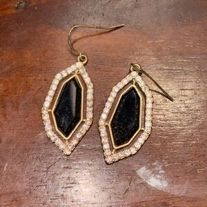 Vintage Black and Gold Rhinestone Earrings